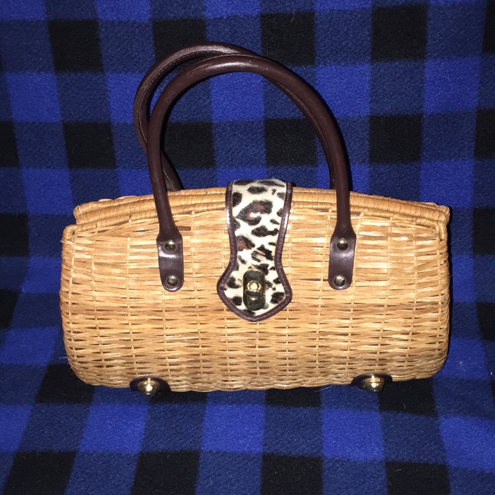 Rattan and leather Adrienne Vittadini handbag